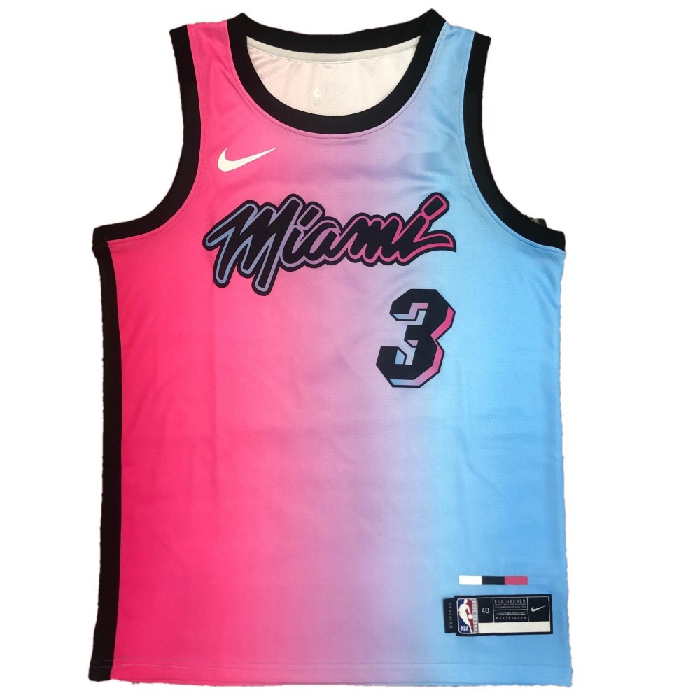 Men's Miami Heat Dwyane Wade #3 Blue&Pink 20/21 Swingman Jersey - City Edition-Pro Kit Vault | Brand New 26/27 Sports Jerseys
